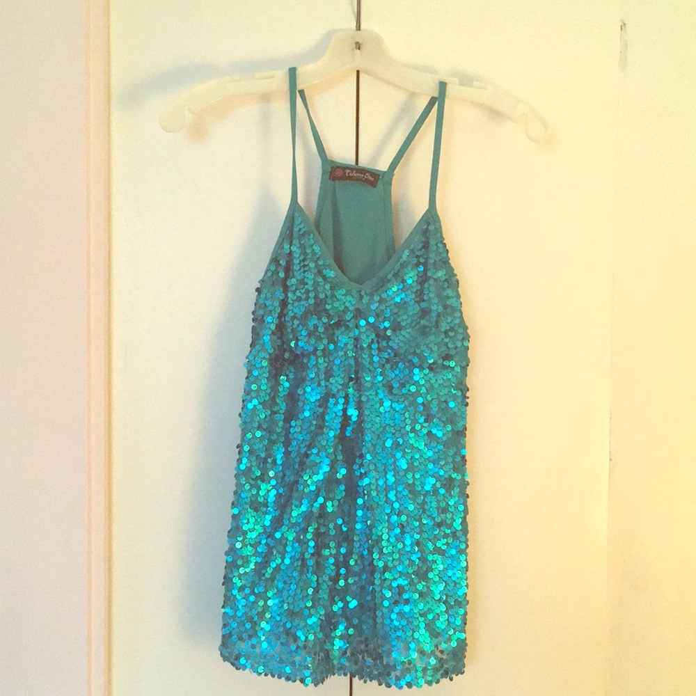 Mermaid Teal Sequin Tank top✨